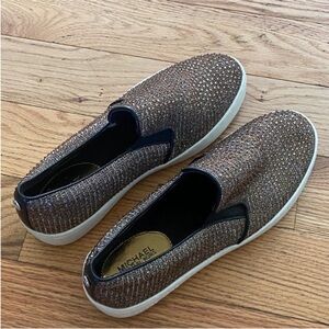Michael Kors Bronze Glitter Slip-On Shoes